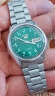 Seiko 5 Watch Automatic Vintage  Green Arabic  dial  7009 day date @ Japan