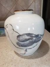 Piper Pottery Seagull & Sandpiper Vase Vintage 7.5" X 7"