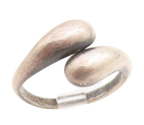 925 Sterling Silver Vintage Ring Modernist Teardrop Bypass Band  Sz 10  RG34779