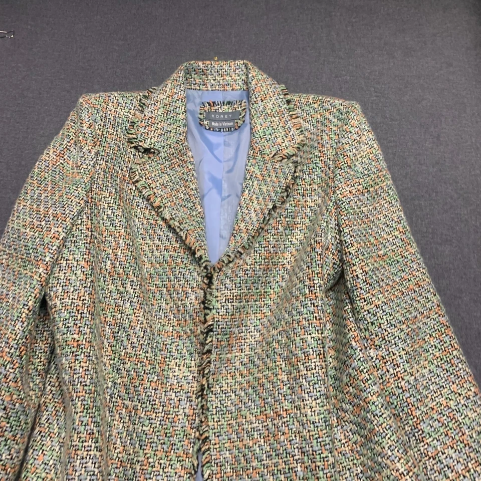 Коретская женская куртка размер 16 бежевый твид бахрома блейзер карьера 100% акрил - Изображение 2 из 4