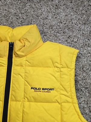 Vintage Polo Sport Ralph Lauren Vest Mens XL Yellow Down Puffer