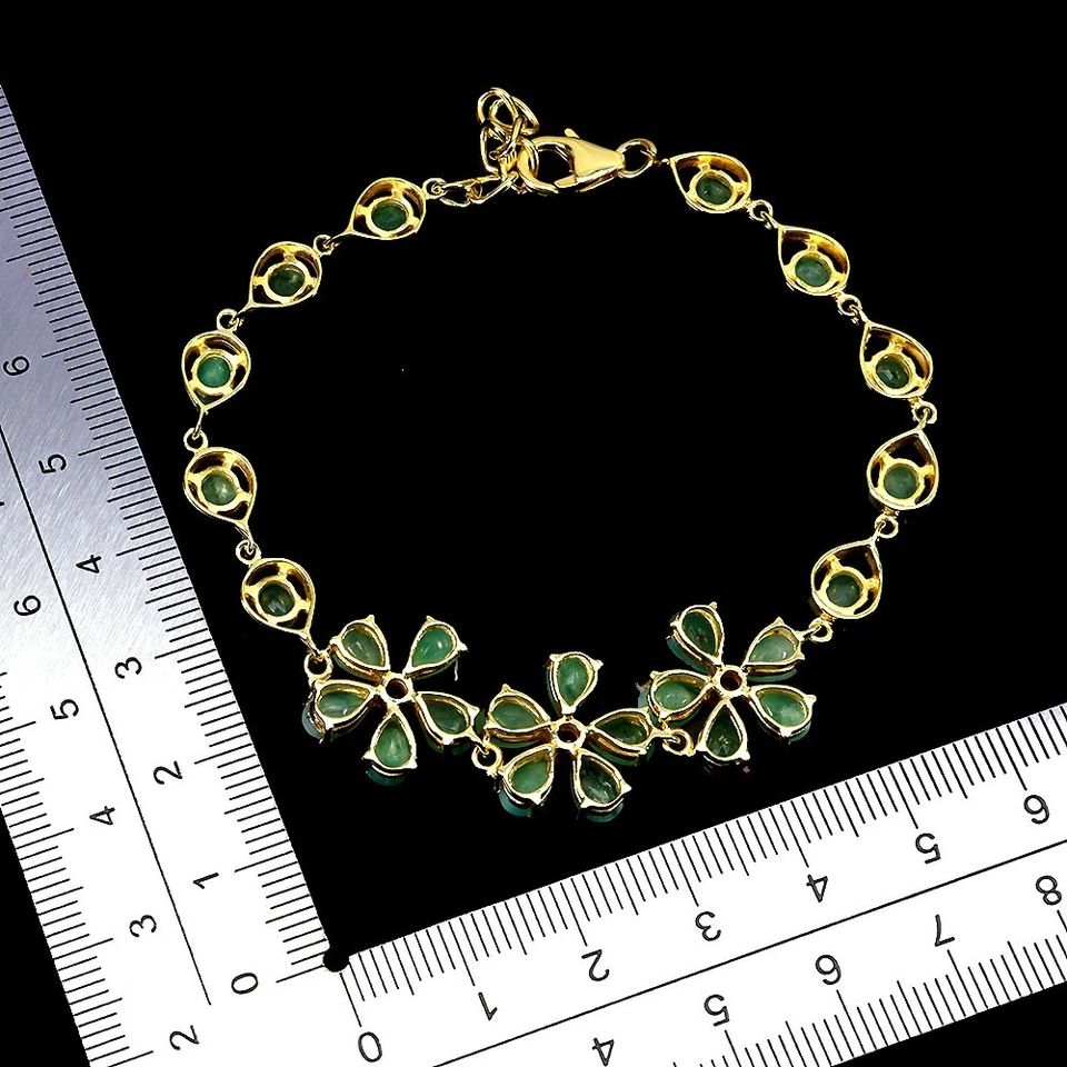 925 Sterling Silver Bracelet Pear Emerald Ruby Gemstone No USA Import Fees - Image 3 of 4