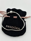 Pandora Sterling Silver Snake Chain Charm Bracelet 20cm 13.8g With Pouch