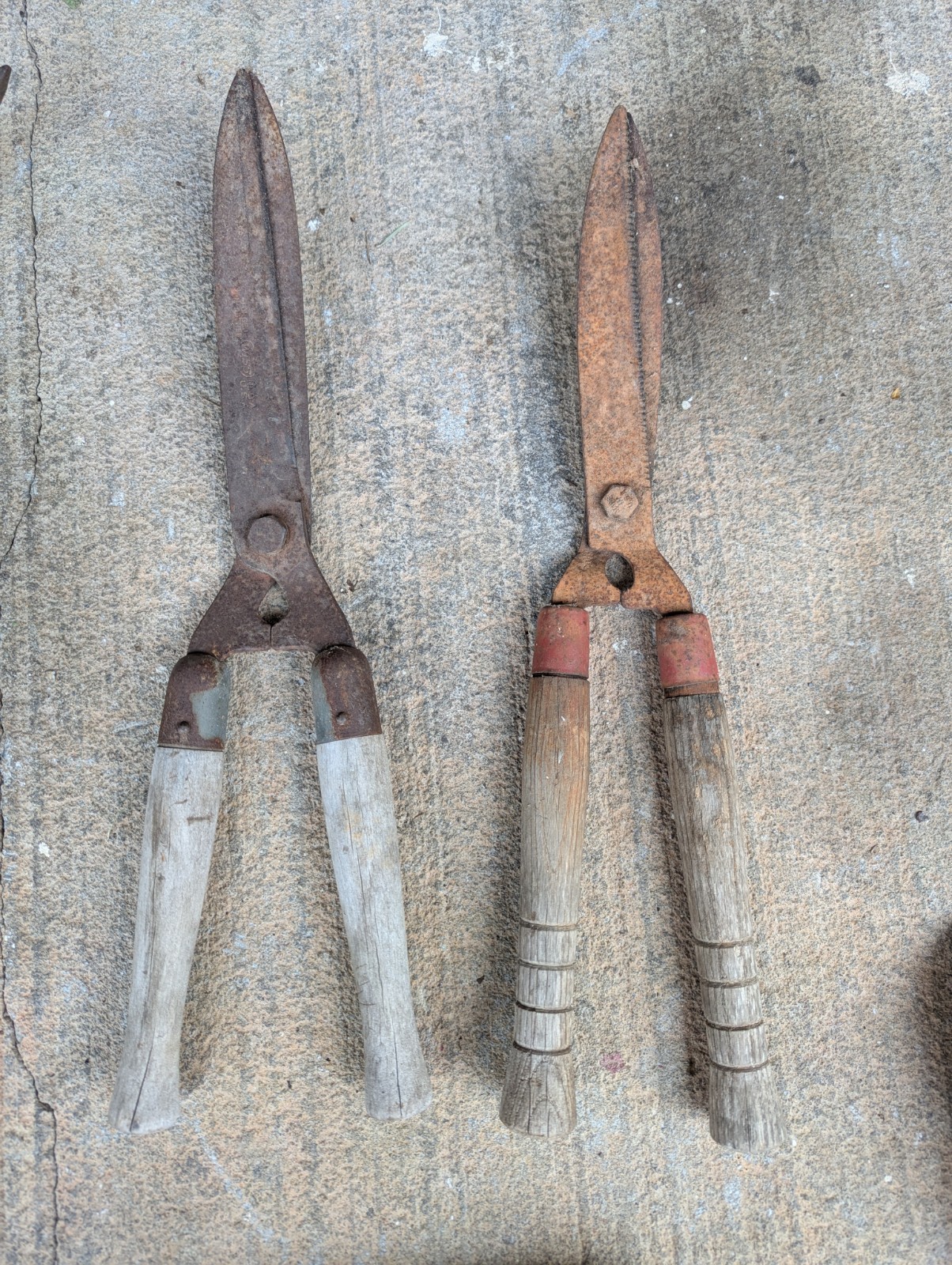 Vintage Wood and Metal Garden Hedge Shears 50 Years Old