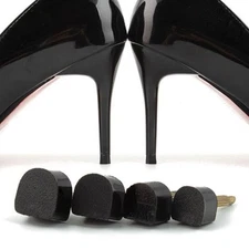 10Pairs TPU High Heel Tips 3mm Pin, 7x7mm U-Shape Shoe Repair Caps, Black