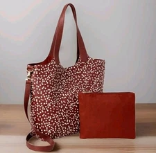 Faux Leather Tote Bag & Pouch 2pc Set Crossbody Handbag No Boundaries New