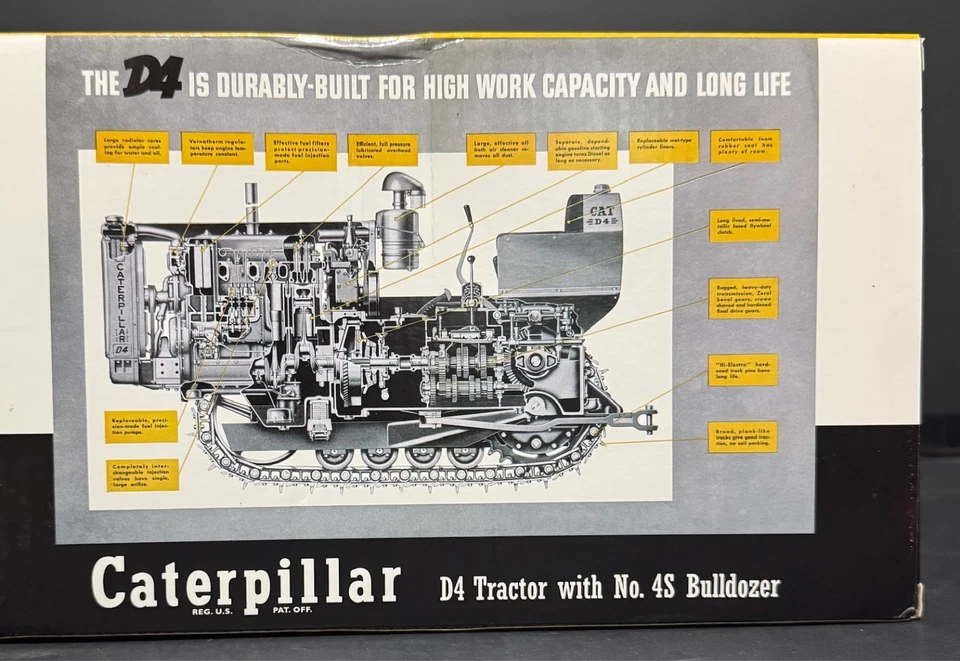 Caterpillar D4 Tractor with No 4S Bulldozer 1/16 Scale Die Cast 1953 Model Year - Image 4 of 4