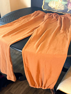 Womens camel  Solid Lounge Pants XL Drawstring Elastic Waist Regular Fit