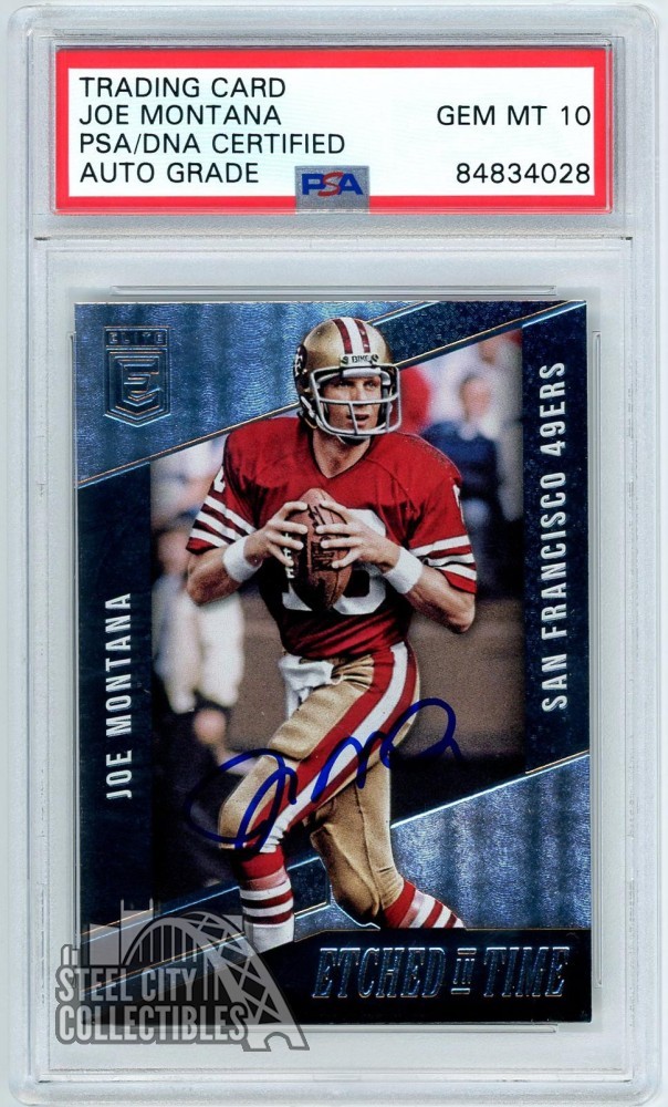 Joe Montana 2016 Panini Donruss Elite Etched Autograph Card #ET-JM PSA/DNA 10