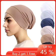 Women Beanies Soft Wrap Bonnet Hat Muslim Underscarf Inner Scarf Hijab Chemo Cap