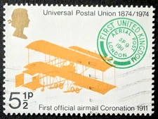 Großbritannien '74 Mi651 Doppeldecker Farman 100 Jahre UPU Briefmarke Stamp used