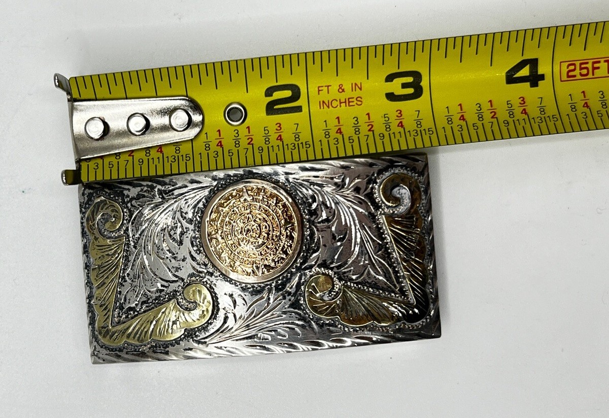 Vintage Plata De Jalisco .925 Sterling and Jewelers Gold Western Belt Buckle 18k Gold 925 Sterling Silver Belt Buckle Plata De Jalisco  main image 3