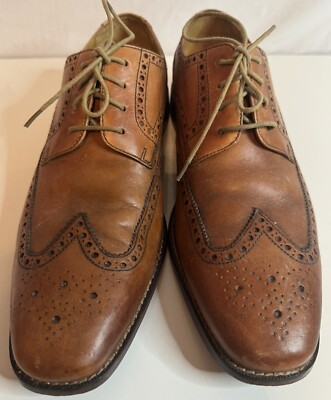 Cole Haan Air Giraldo Mens Wing Tip Shoes CO9303 Lace Up Leather Tan Size 10.5M