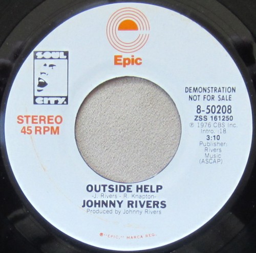 Johnny Rivers - Outside Help, Vinyl, 45rpm, 1976, Near Mint condition - Picture 2 of 2