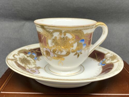 Vintage 1940s CHUGAI CHINA OCCUPIED JAPAN TEA CUP SAUCER SET Multi FLORAL GOLD