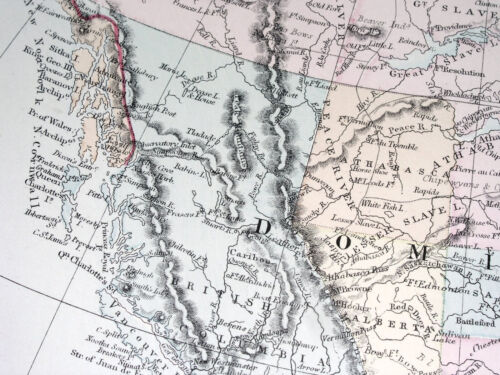 1891 ANTIQUE MAP OF CANADA OLD PROVINCES ASSINIBOIA ATHABASCA / ALASKA GREENLAND - Picture 4 of 17