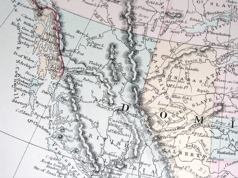 1891 MAPA ANTIGO DAS ANTIGAS PROVÍNCIAS DO CANADÁ ASSINIBOIA ATHABASCA / ALASCA GRONELÂNDIA - Imagem 4 de 4