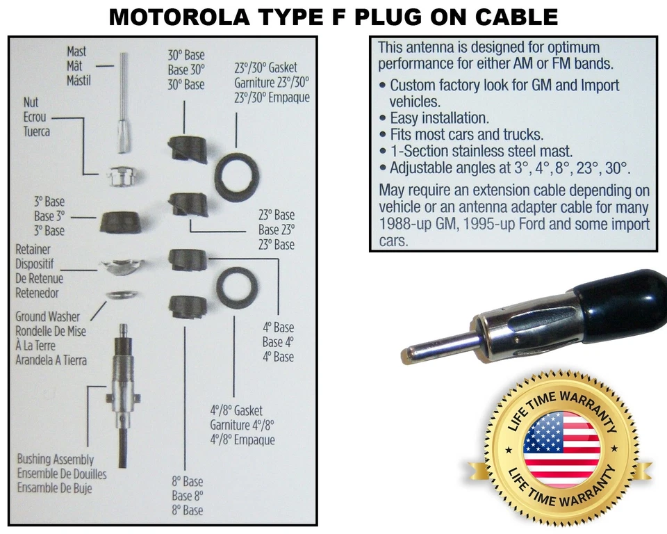 RADIO ANTENNA OLD SCHOOL MOUNTING STYLE Brand New OLD STOCK Car Truck Universal - Imagem 4 de 4