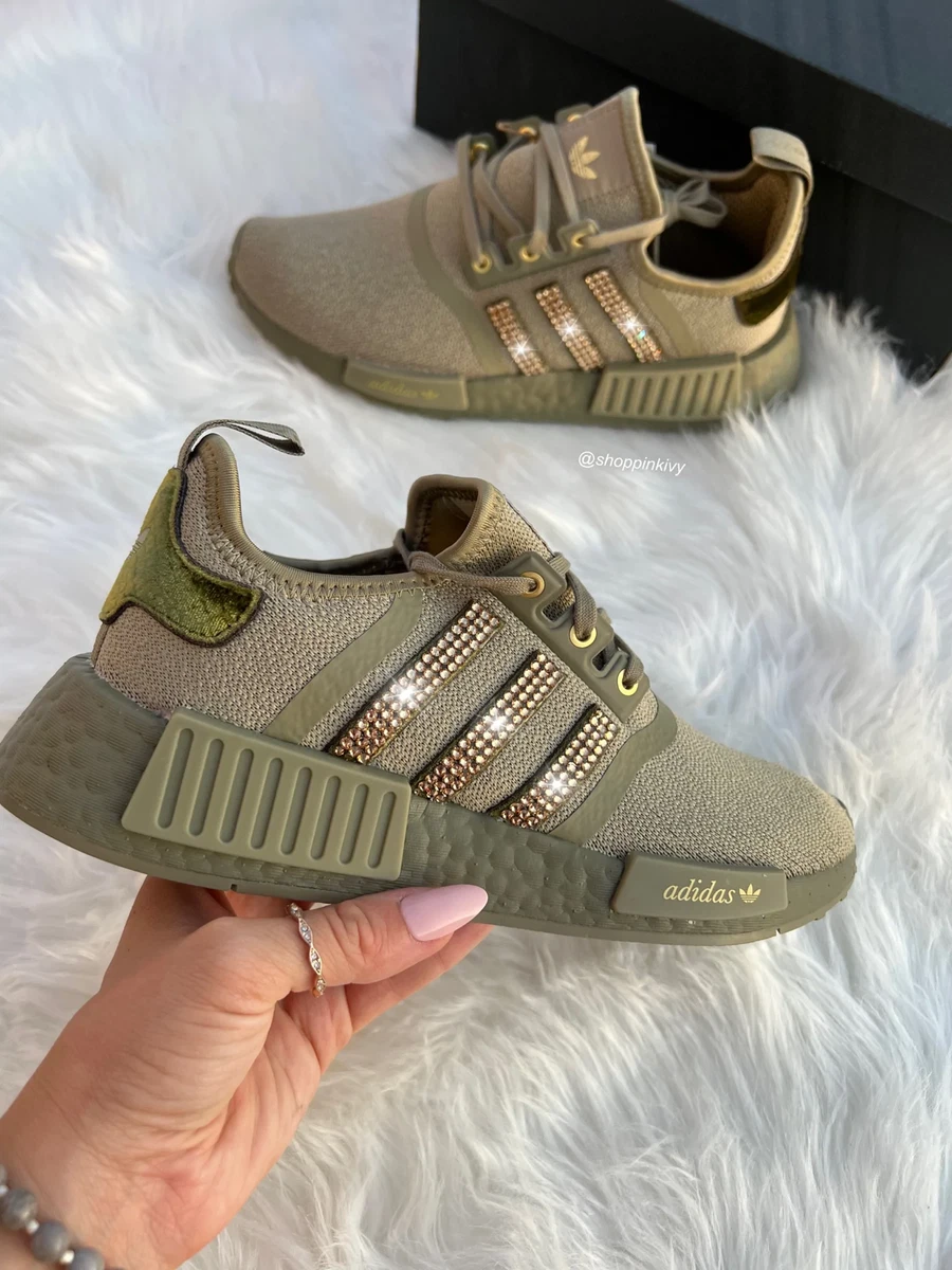 naturlig Har råd til Væk Womens bling adidas Originals NMD R1 Custom Sneaker OLIVE | eBay