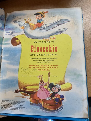 *RARE* 1953 WALT DISNEY'S PINOCCHIO ILLUSTRATED FICTION HUGE HARDBACK BOOK (P3) - Imagen 6 de 15