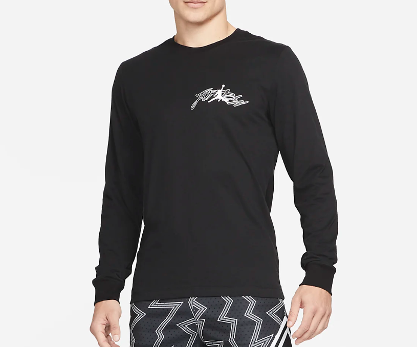 Air Jordan Long Sleeve T Shirt Mens 2XL Nike Dri FIT BC Label Graphic Tee  Black