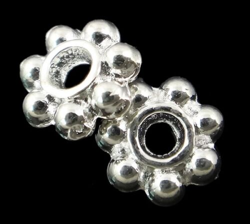 🎀 SALE 🎀 100 Silver Daisy Flower 6mm Spacer Beads For Jewellery Making - Picture 1 of 1