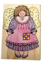Hero Arts Country Angel with a Girl Wooden Rubber Stamp
