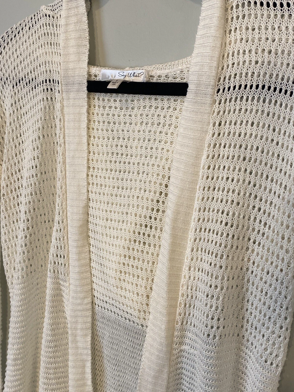 OFF WHITE Dite cosa? Cardigan aperto davanti con cappuccio bianco sporco in maglia larga taglia small