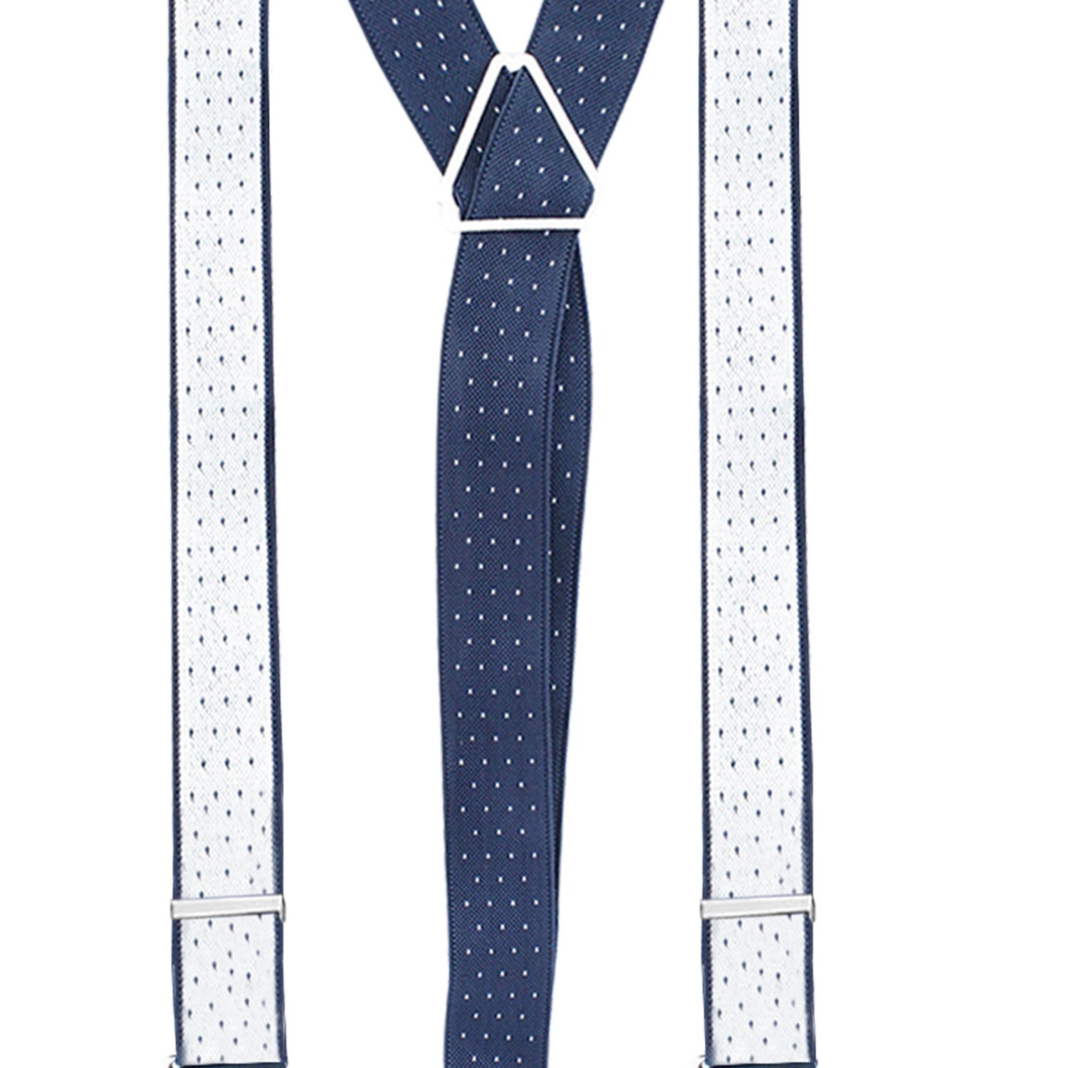 Unisex Mens Braces Suspender Adjustable & Button Holes Navy with White Dots eBay