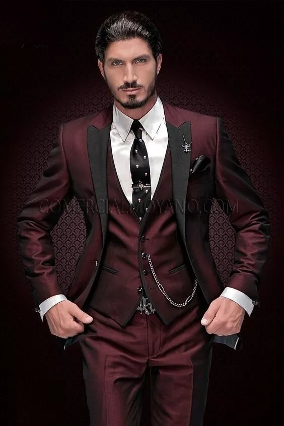 Men's Slim Fit Burgundy Blazer, Men Suits Formal Slim Fit