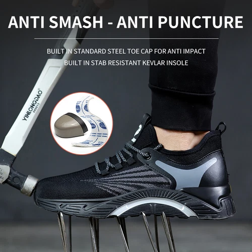 Men's Safety Shoes Lightweight Steel Toe Cap Indestructible Work Boots Sneakers - Picture 2 of 20