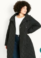 Evans Nwt 18 Large Diamond Hooded Black Women's Winter Coat