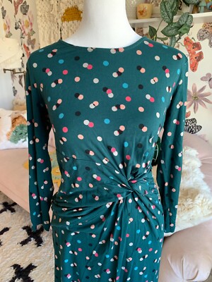 green emerald velvet dress Boden Polka Dot Wrap Front Cotton Dress in Highland Green, Painted Dot at Nordstrom, Size 6