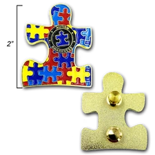 EE-019 Autism Puzzle Piece Pins with dual pin posts and deluxe pin clasps (2 inc