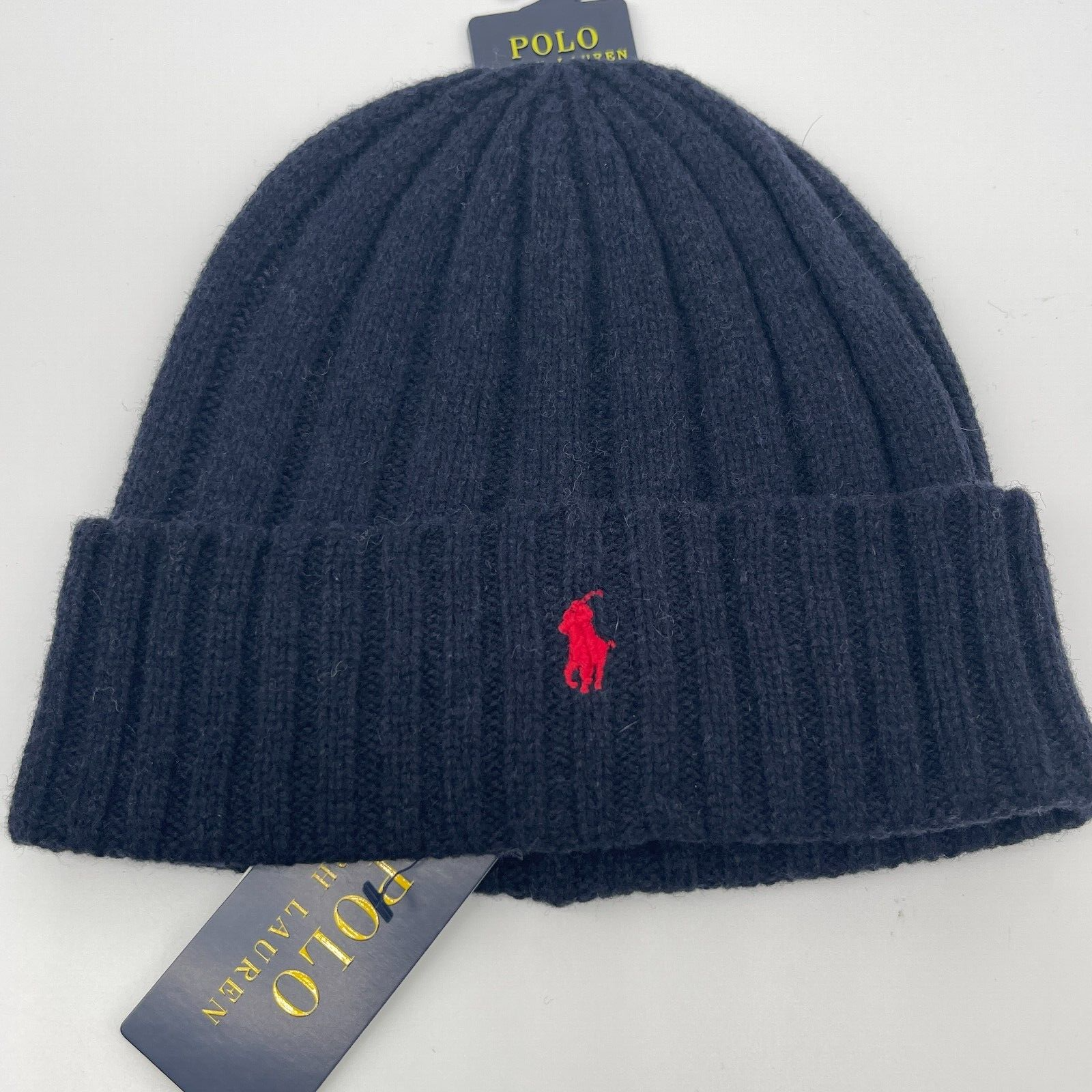 Cappello berretto Polo Ralph Lauren uomo berretto taglia unica misto lana blu rosso pony