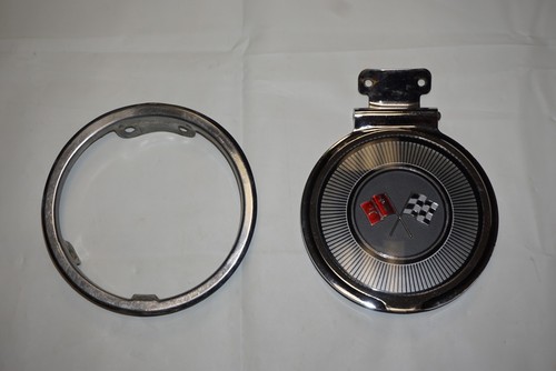 1968-1973 Corvette C3 Fuel Door & Nose Emblem Set – Cross Flags Badges, Front & Gas Lid 3 thumbnail image
