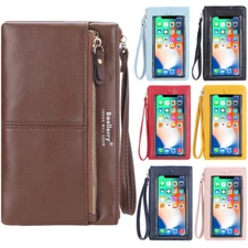 Womens Leather Zip Wallet with Touchscreen Charging Port Credit Card Slots Gifts