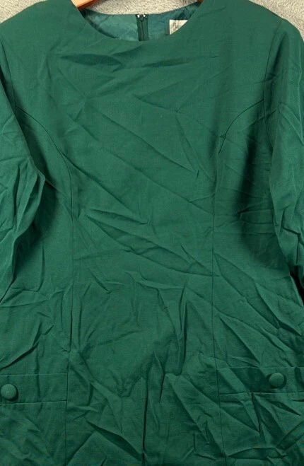 Vestido blusa verde manga larga midi cremallera vintage años 80 Jennifer James para mujer 12 Foto 2 de 4