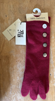 Ladies Max Studio Luxury 100% Cashmere RED Knit GLOVES Touch Screen New OSFM