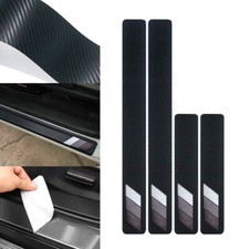 4pcs Carbon Fiber Car Door Plate Sill Scuff Cover Anti Scratch Sticker Protector