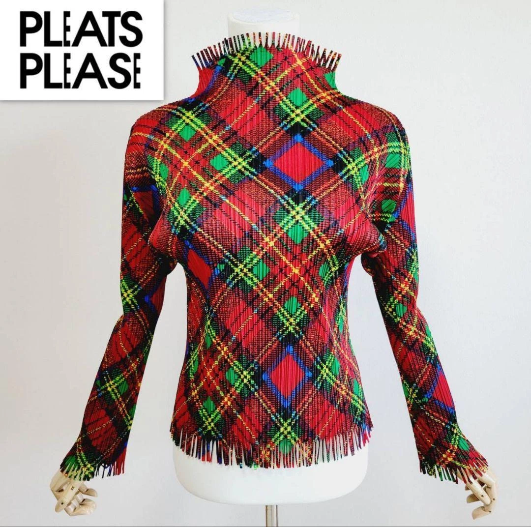Pleats please Issey Miyake fringe check cut and sew | eBay