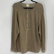 Everleigh Heather Slub Henley Olive Green Long Sleeve Thermal Top XL NEW