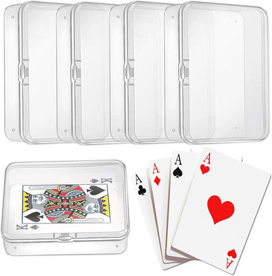 Clear Plastic Playing Card Case Set - 4Pcs Blank Playing Cards Storage Box Tradi