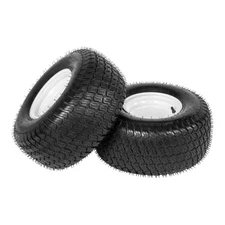 Set of 2 18x9.50-8 Lawn Mower Tires & Rims 4 Ply Load Range B 4 Lug White Wheel