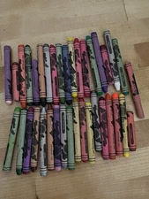 Prang Crayons Soybean Oil Mixed Lot Of 37 Loose Used Colors Made In USA