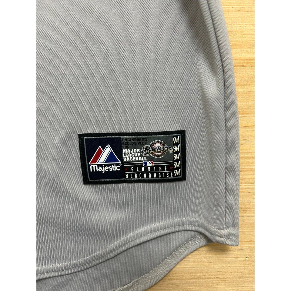 Majestic Milwaukee Brewers Braun #8 Jersey MLB Baseball Gray Mens Size M - Image 2 of 4