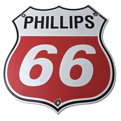 Vintage Porcelain Sign - Phillips 66 Gas Pump Service Station Sign