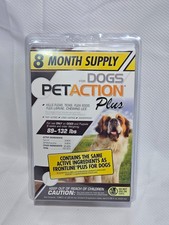 PetAction Plus for Dogs 89-132 lbs Flea Tick Treatment 8 Month Supply