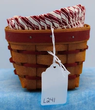 Longaberger Small Red Accent Basket with Liner, Protector & Cards – Oval Shape