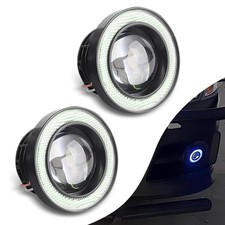 Prywog Round Fog Lights 3 Car Angel Eye Led Light 2 Pcs Ice Blue